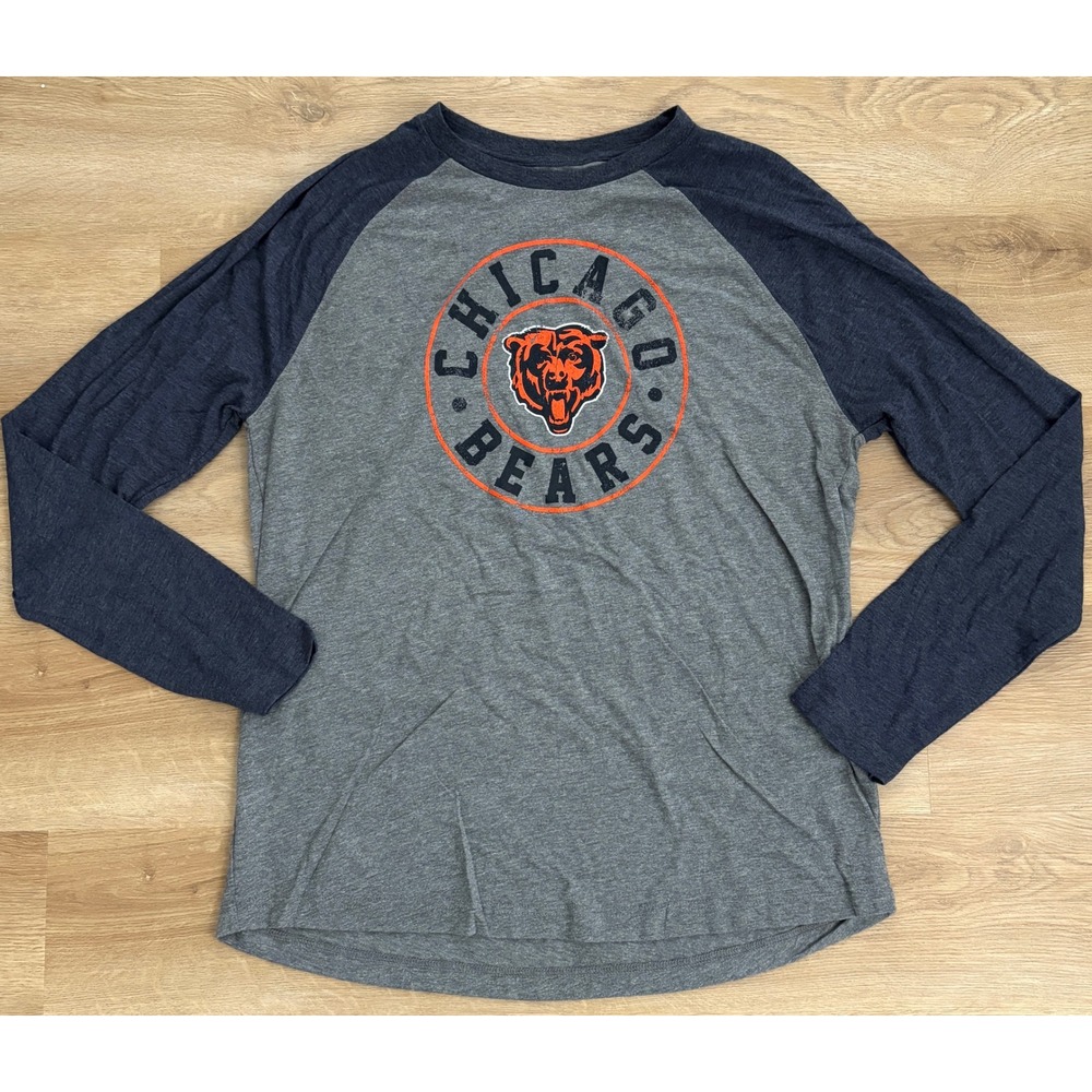 NWOT Men's NFL Team Apparel Chicago Bears LS Raglan Tee - XL - Gray/Navy